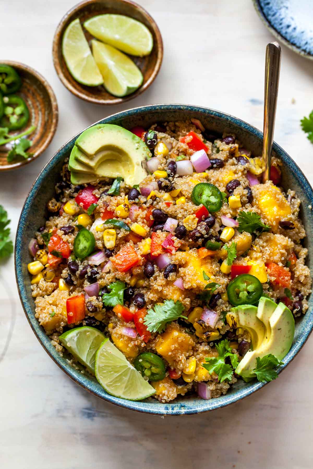 Fiesta Mango Quinoa Salad with Black Beans and Chili-Lime Dressing