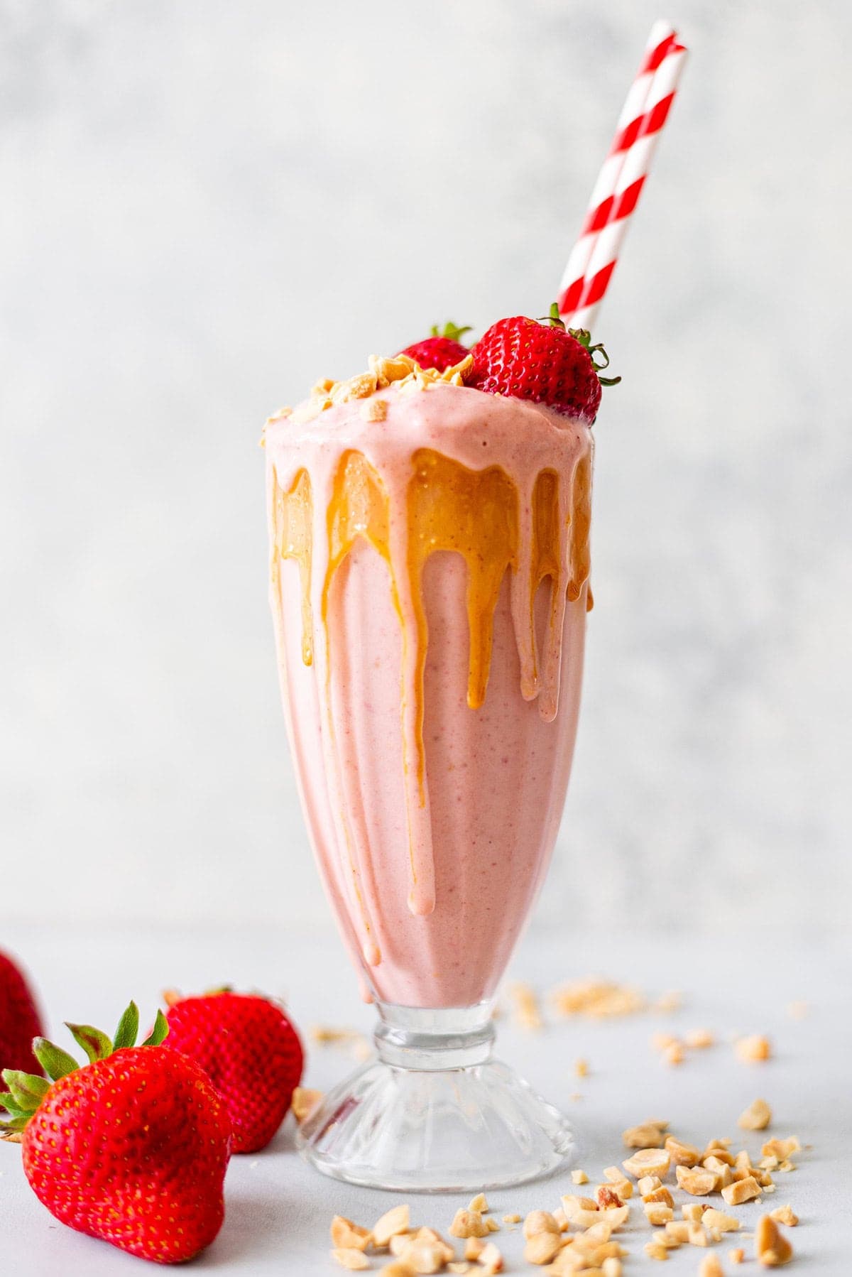 PB&J Protein Smoothie with Frozen Strawberries