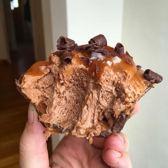 Salted Caramel Chocolate Mousse Cups with Crisp Chocolate Shells