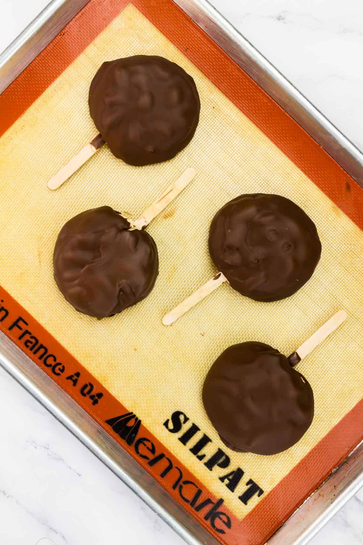 Peanut Butter Frozen Yogurt Bars with Chocolate Shell