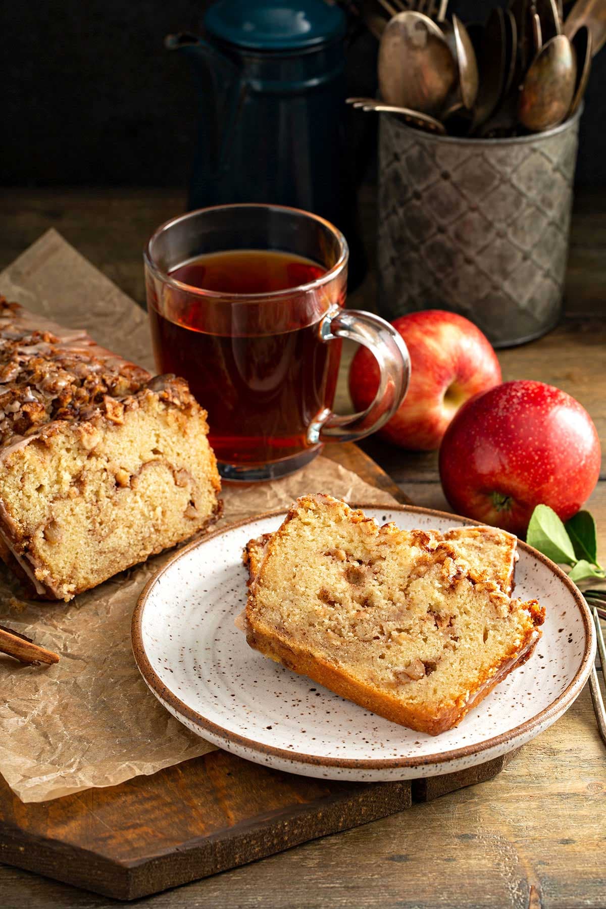 Cinnamon Apple Bread with Brown Sugar Swirl and Cinnamon Glaze