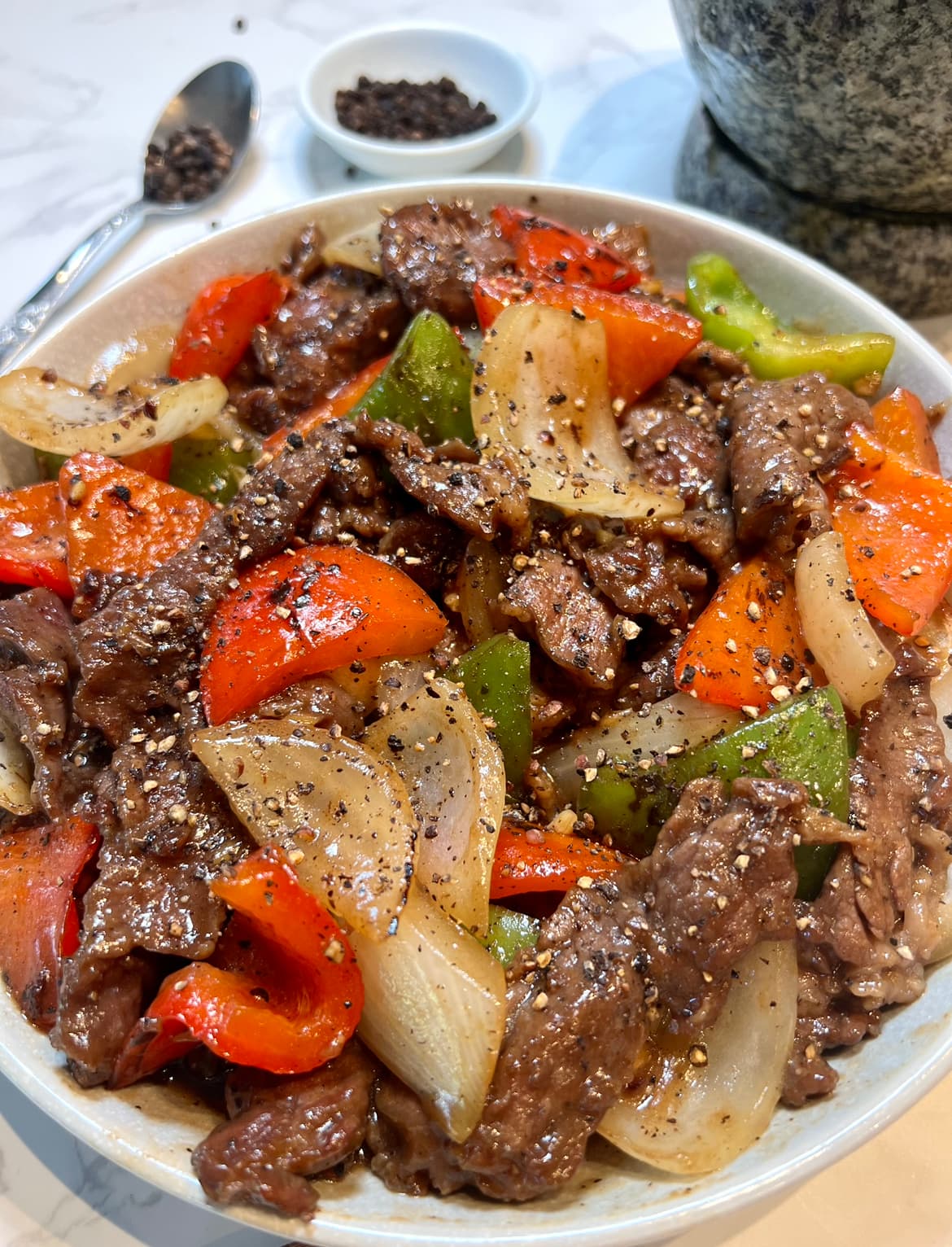 Black Pepper Beef with Crisp Bell Peppers and Peppery Stir-Fry Sauce