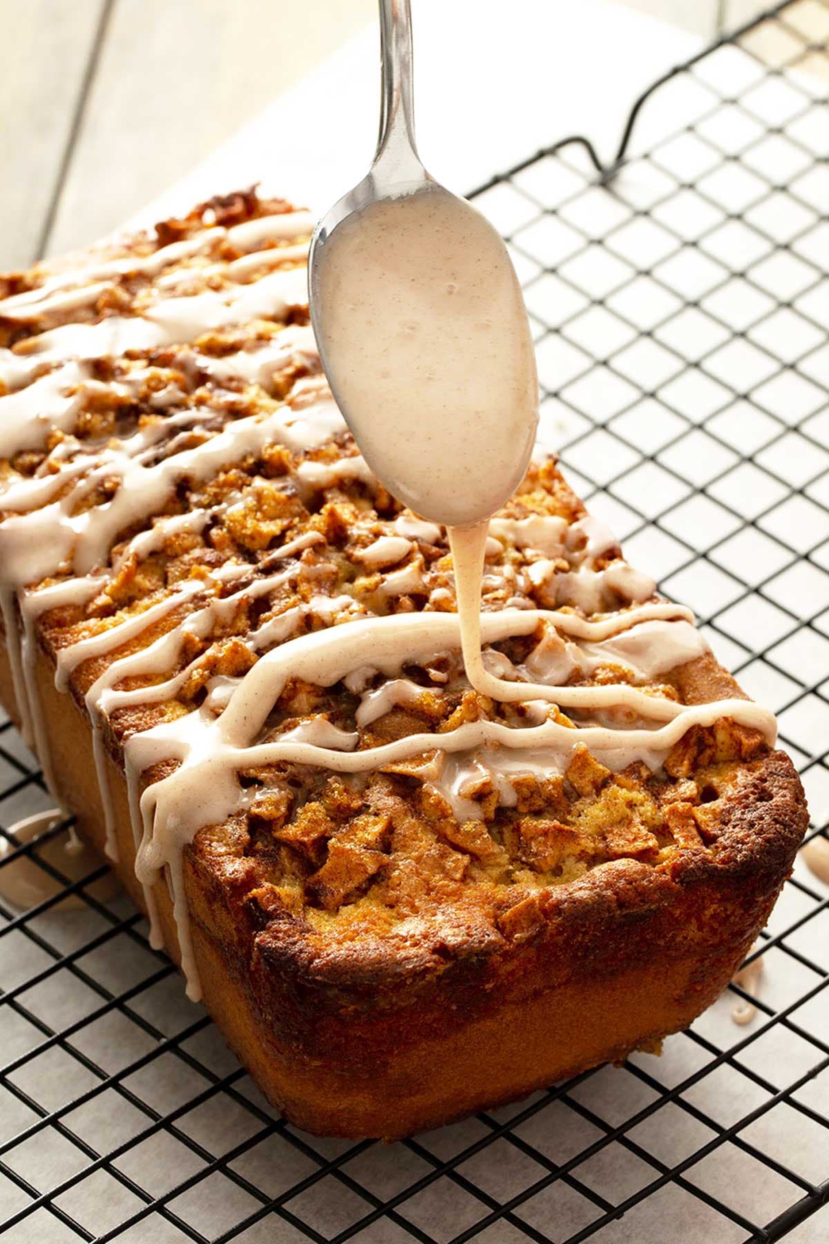 Cinnamon Apple Bread with Brown Sugar Swirl and Cinnamon Glaze