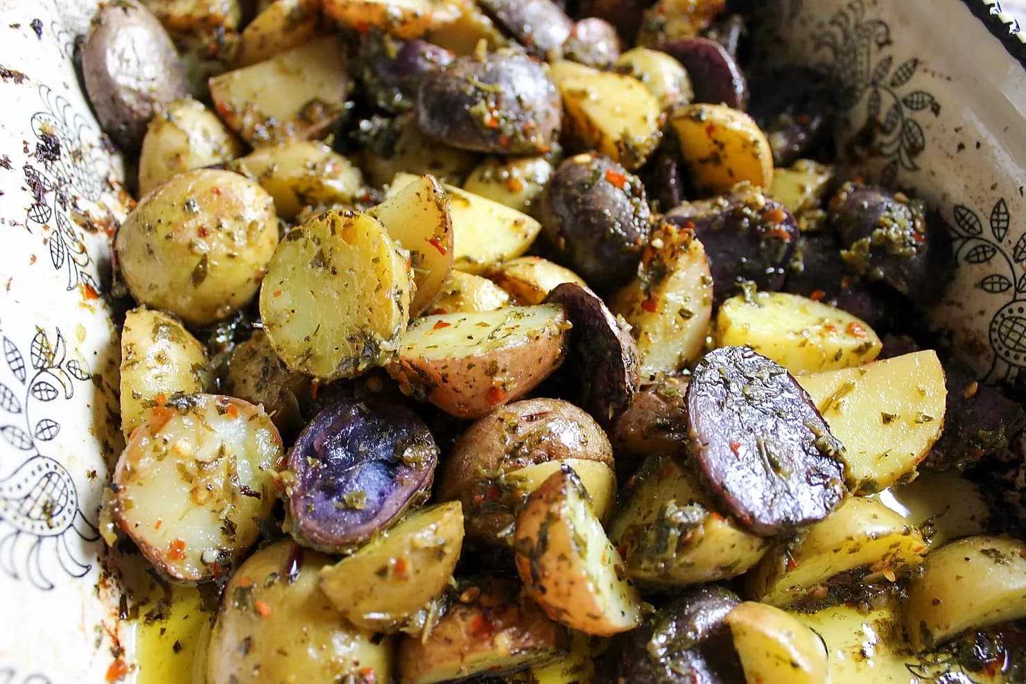 Chimichurri Potato Salad with Crispy Roasted Potatoes and Fresh Herbs