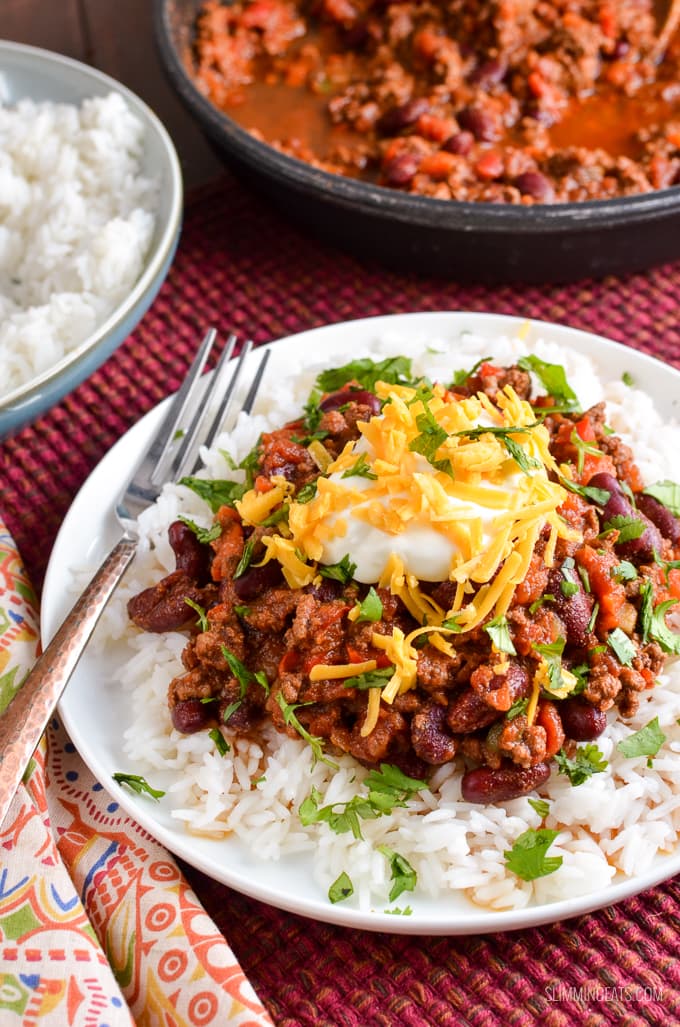 Rich Chilli Con Carne with Thick Tomato Sauce and Kidney Beans