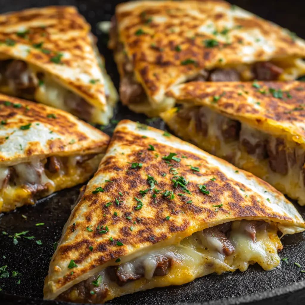 Blackstone Steak Quesadillas with Peppers and Cheese