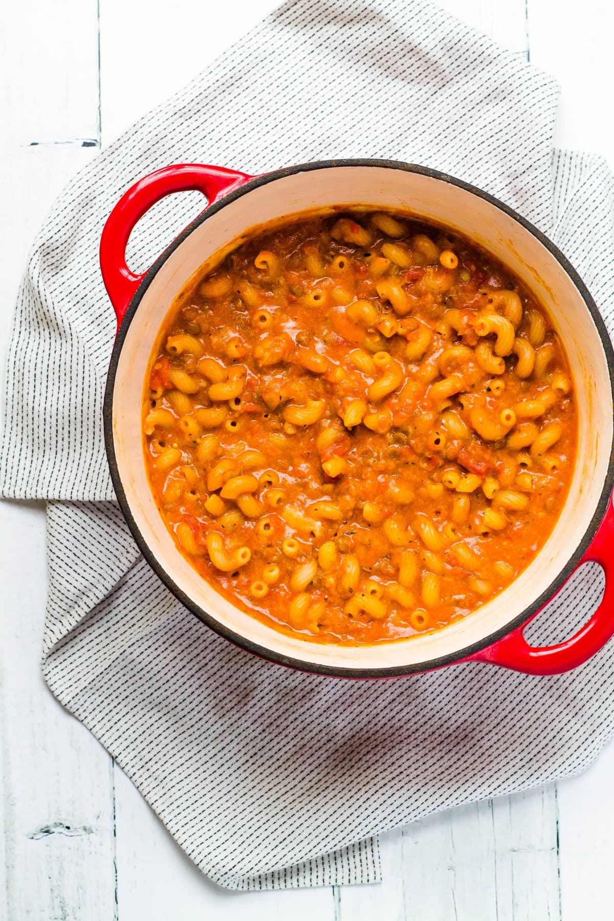 One Pot Pasta with Cheesy Lentil Sauce: Creamy Tomato Family Dinner