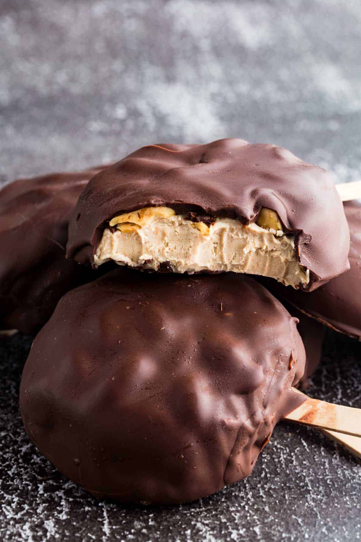 Peanut Butter Frozen Yogurt Bars with Chocolate Shell