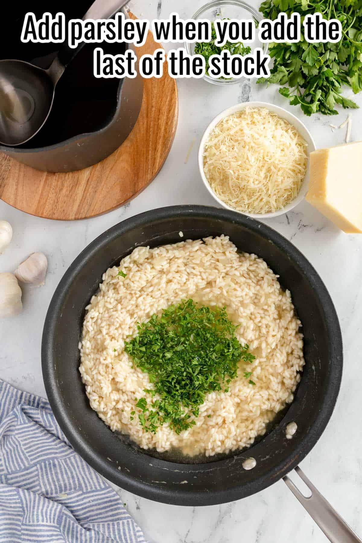 Garlic Parmesan Risotto with Freshly Grated Parmesan and Garlic