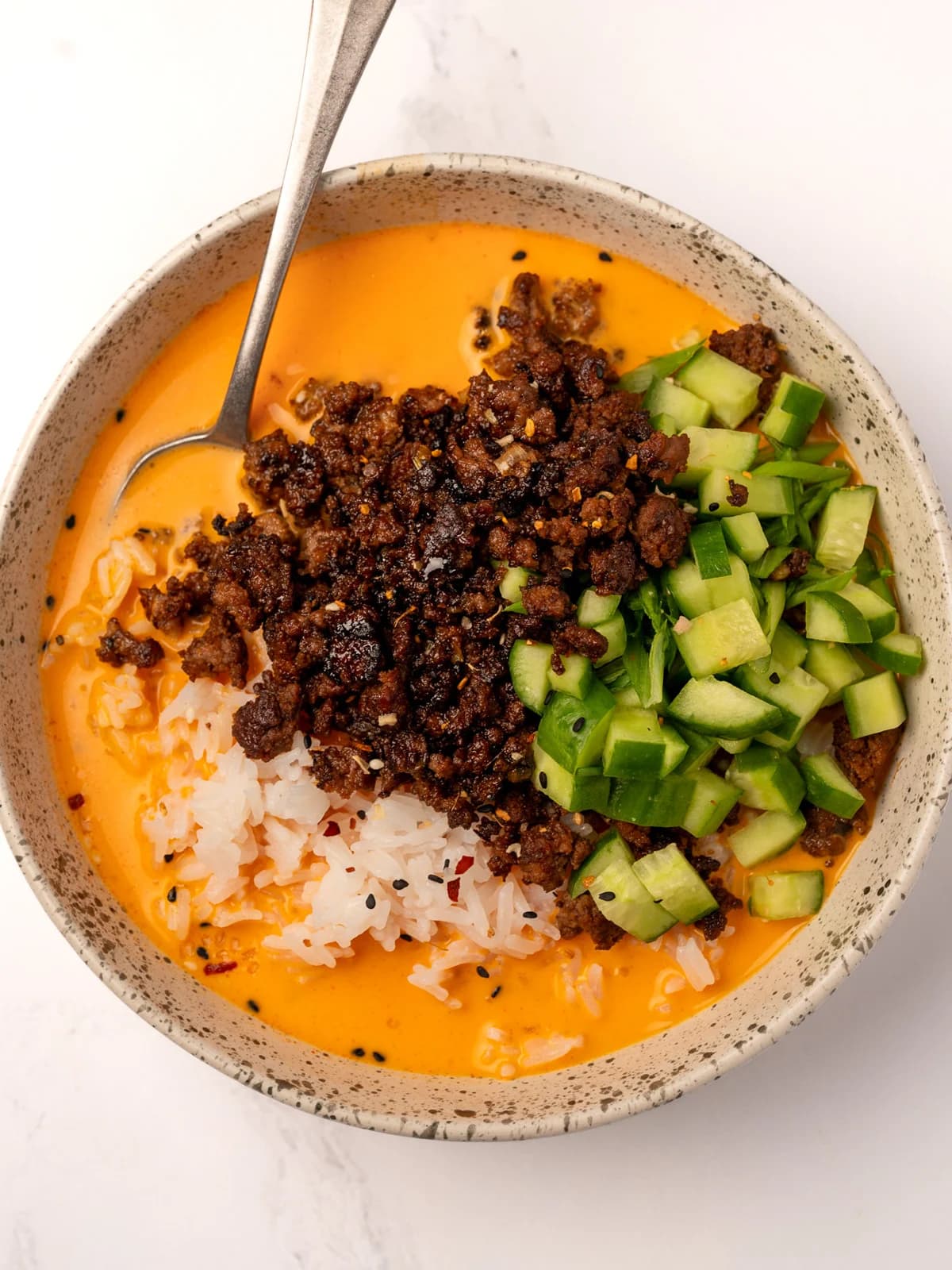 Creamy Gochujang Broth Bowls with Crispy Sesame Beef