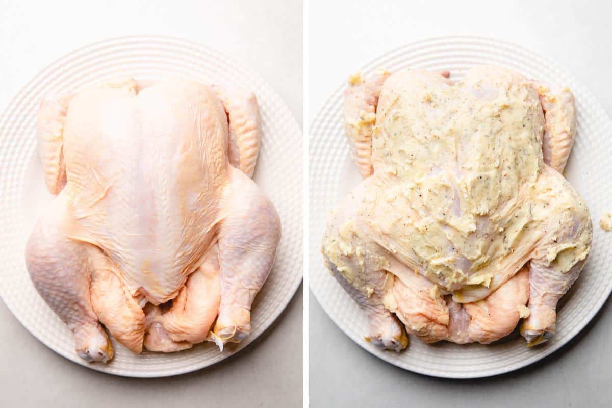 Dutch Oven Whole Chicken with Crispy Skin and Herb Butter