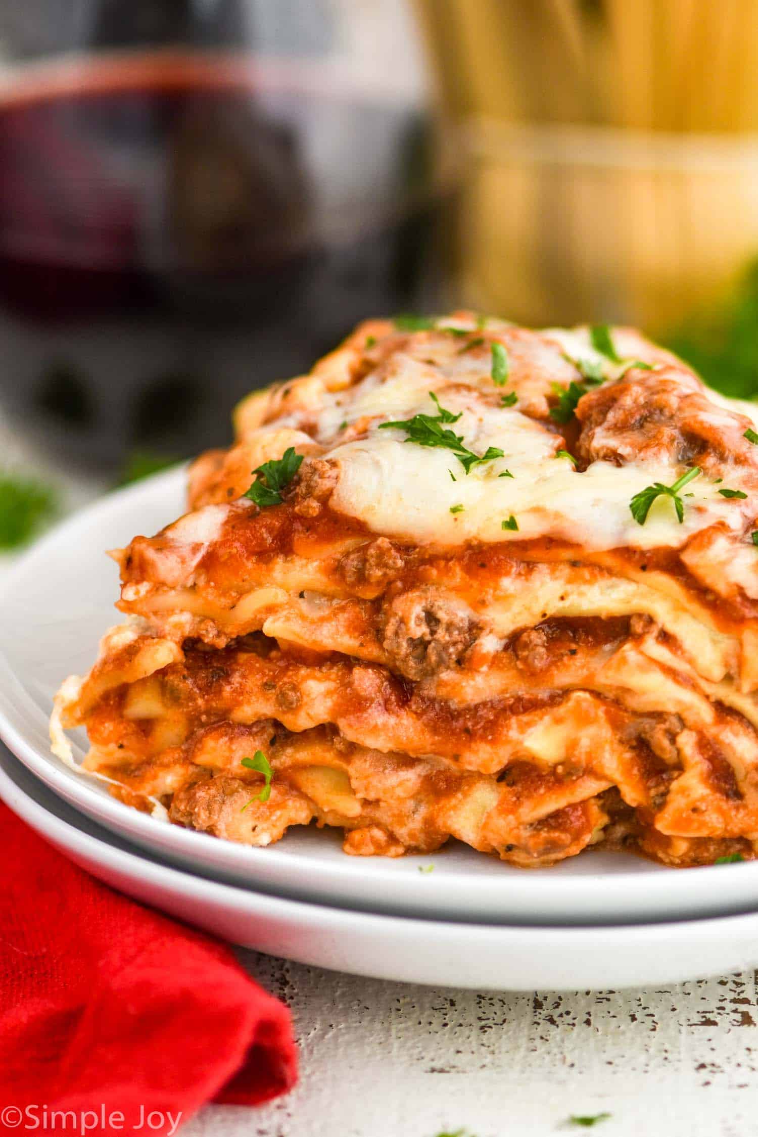Crockpot Lasagna with Homemade Meat Sauce and Three Cheeses