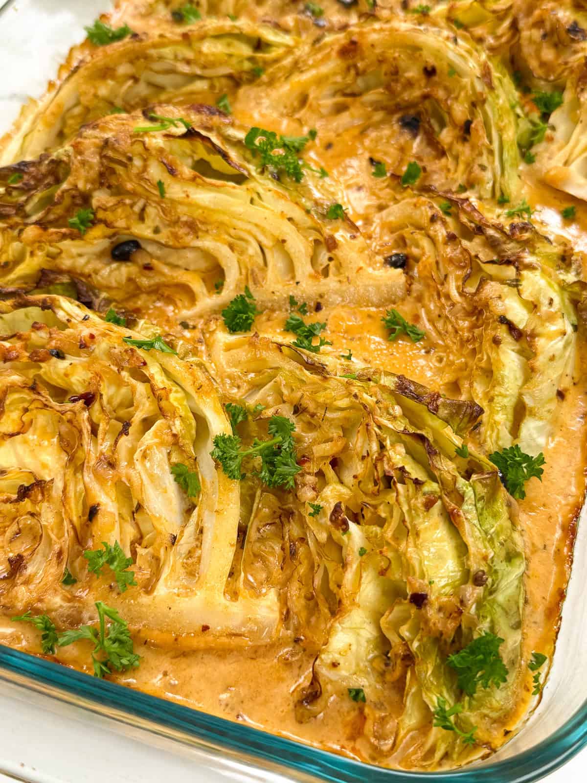 Garlic Butter Melting Cabbage With Creamy Parmesan Sauce