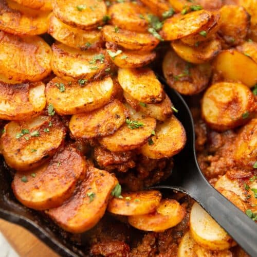 Chilli Beef Hotpot with Tender Baby Potato Topping