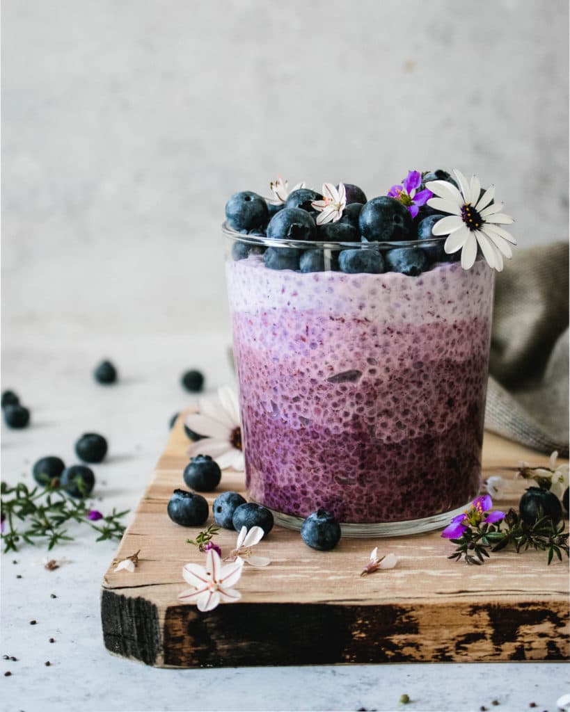 Blueberry Chia Pudding with Creamy Yoghurt and Fresh Berries