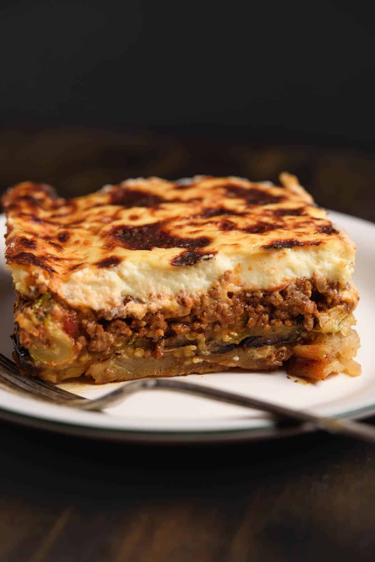 Greek Moussaka with Fried Vegetables and Golden Béchamel