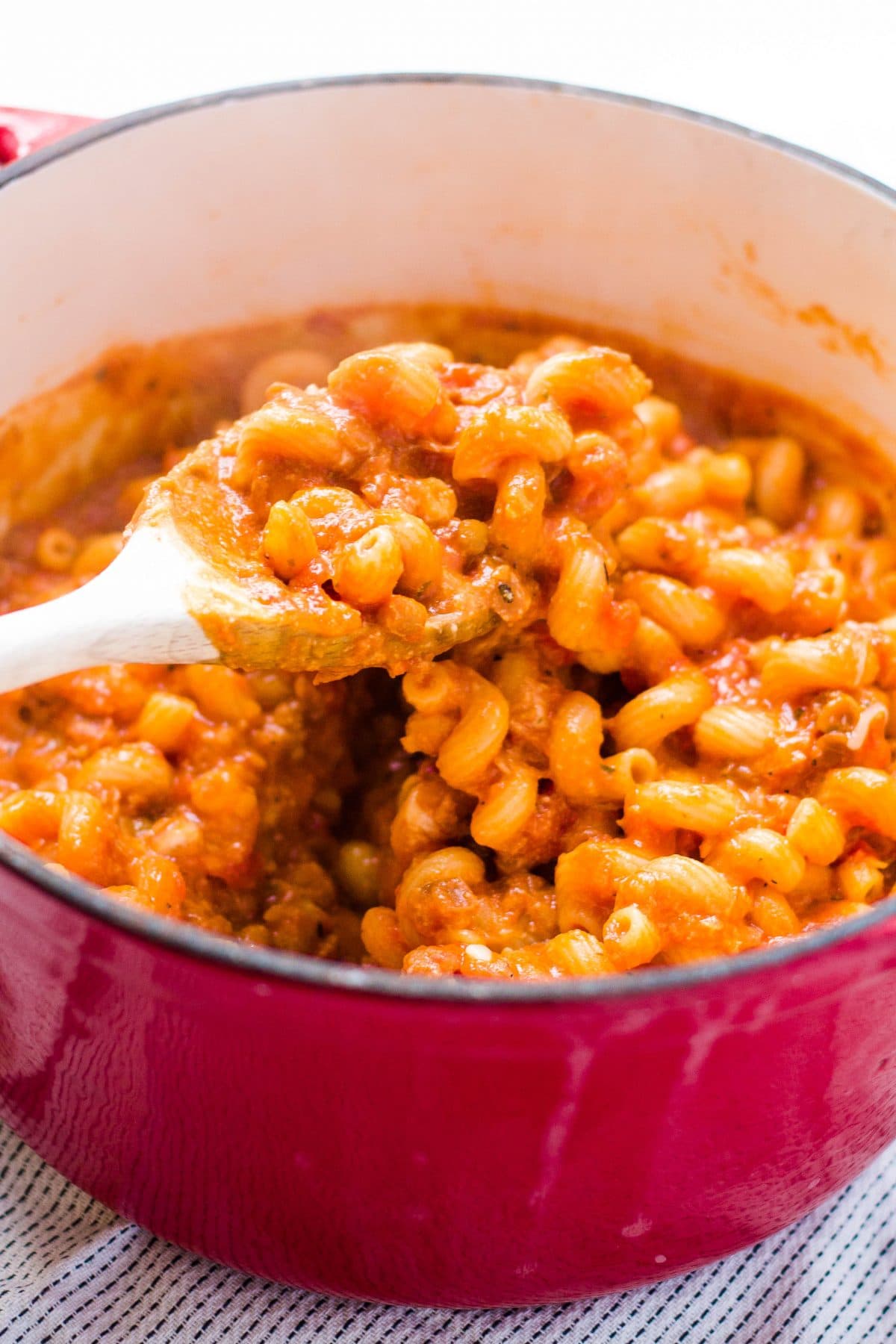 One Pot Pasta with Cheesy Lentil Sauce: Creamy Tomato Family Dinner