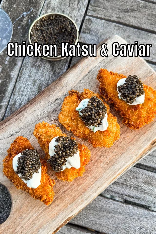 Chicken Katsu with Caviar: Crisp Panko and Cool Crème Fraîche
